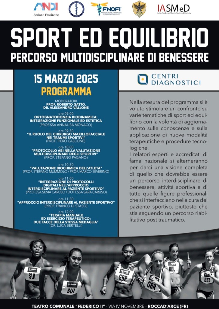 Locandina del convegno Sport ed equilibrio, Rocca d’Arce, 15 marzo 2025